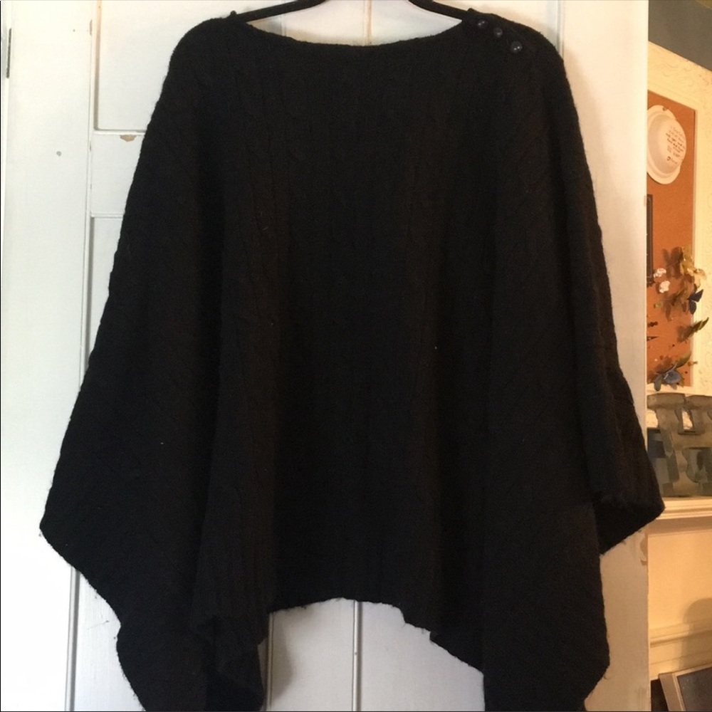 Ralph Lauren Black Cable Knit Sweater Poncho